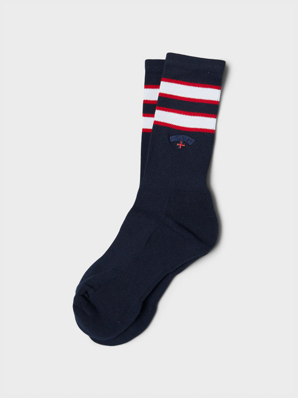stoy Striped Sock in Blue Red and White