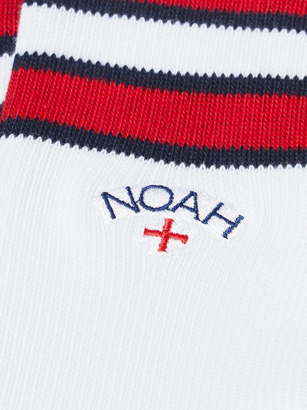 Stoy Striped Sock In White Navy And Red