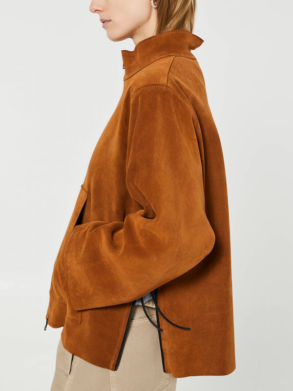 Stoy Suede Anorak Jacket In Cognac