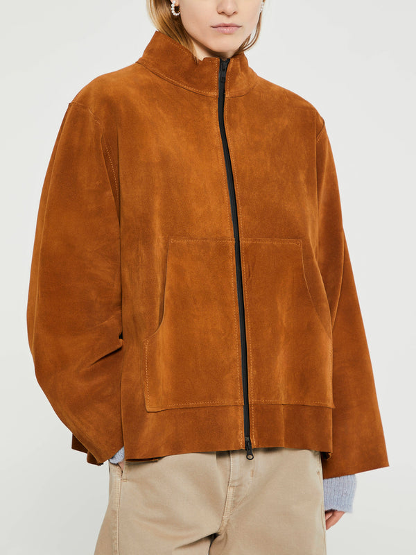 Stoy Suede Anorak Jacket In Cognac