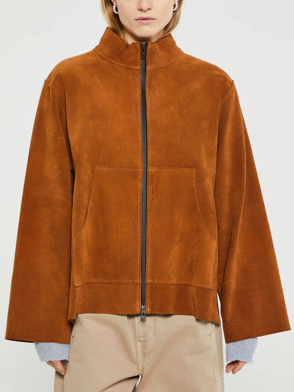 stoy Suede Anorak Jacket in Cognac