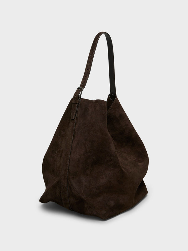 Stoy Suede Belted Tote Bag In Brown