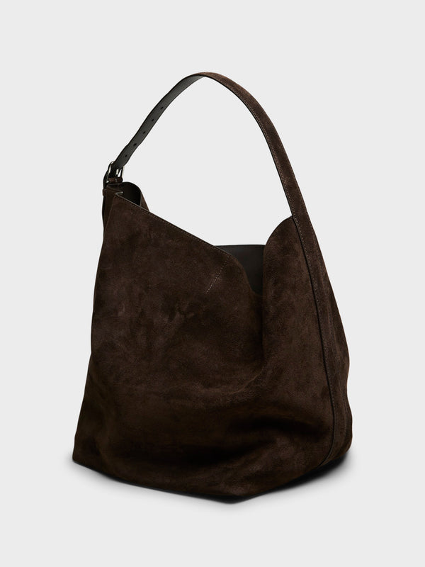 Stoy Suede Belted Tote Bag In Brown
