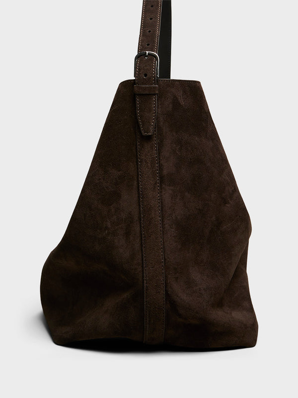 Stoy Suede Belted Tote Bag In Brown
