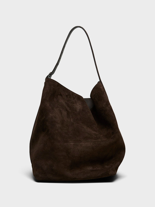 stoy Suede Belted Tote Bag in Brown