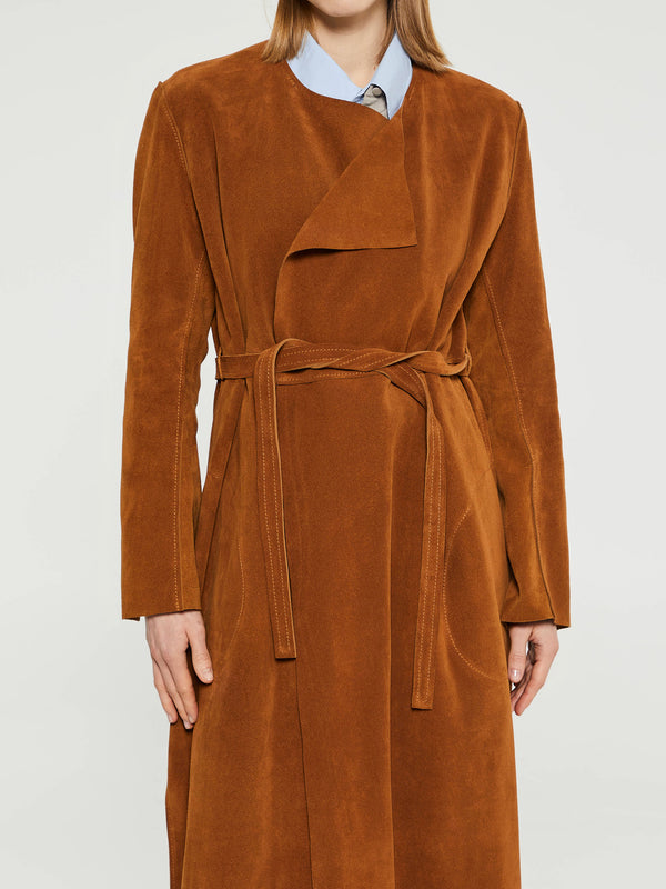 Stoy Suede Coat In Cognac