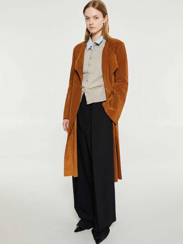 Stoy Suede Coat In Cognac
