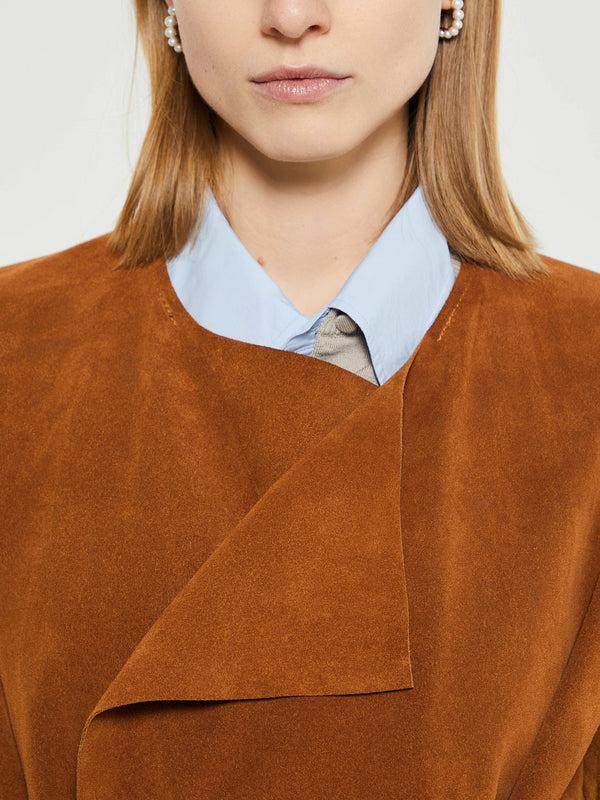 Stoy Suede Coat In Cognac