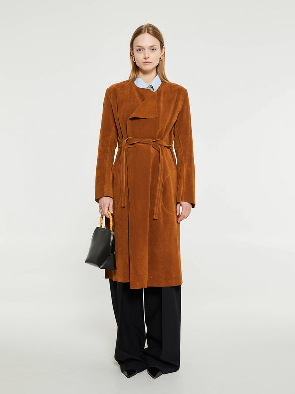 stoy Suede Coat in Cognac
