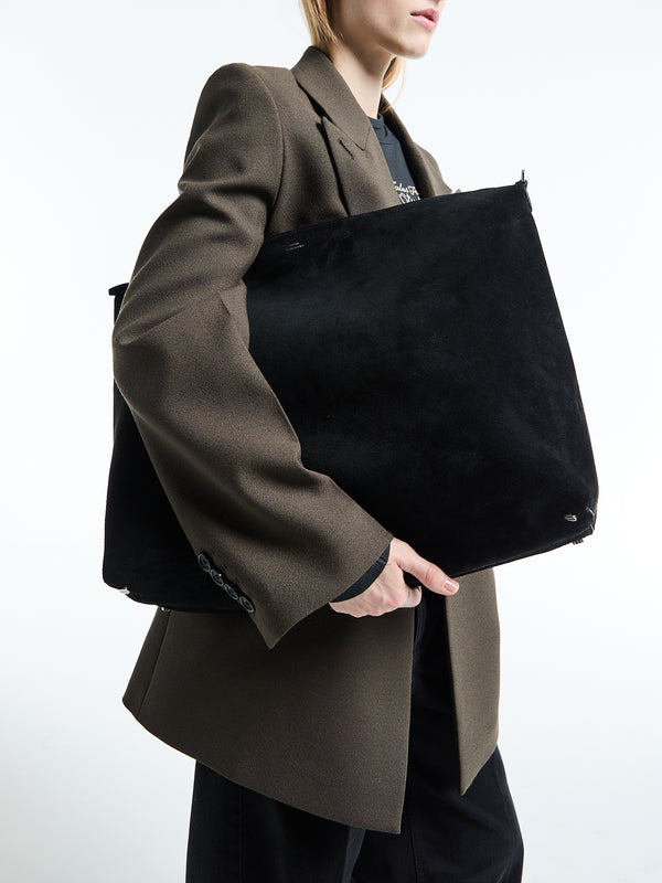 Stoy Suede Scoop Tote Bag In Black
