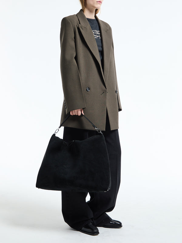 Stoy Suede Scoop Tote Bag In Black