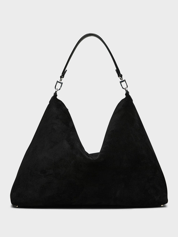 stoy Suede Scoop Tote Bag in Black