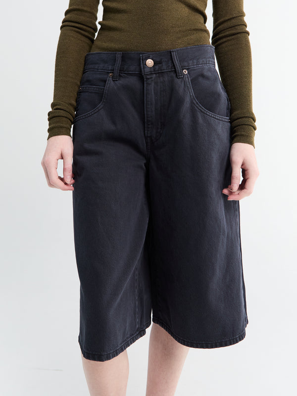 Stoy Super Baggy Jorts In Chipped Black Oyster