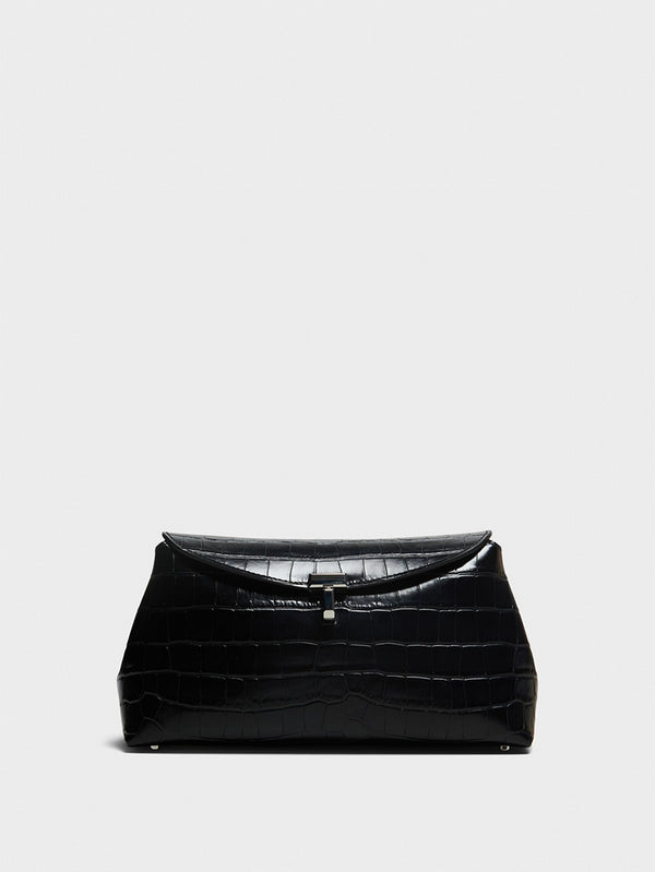 Stoy T-Lock Clutch In Black Croco