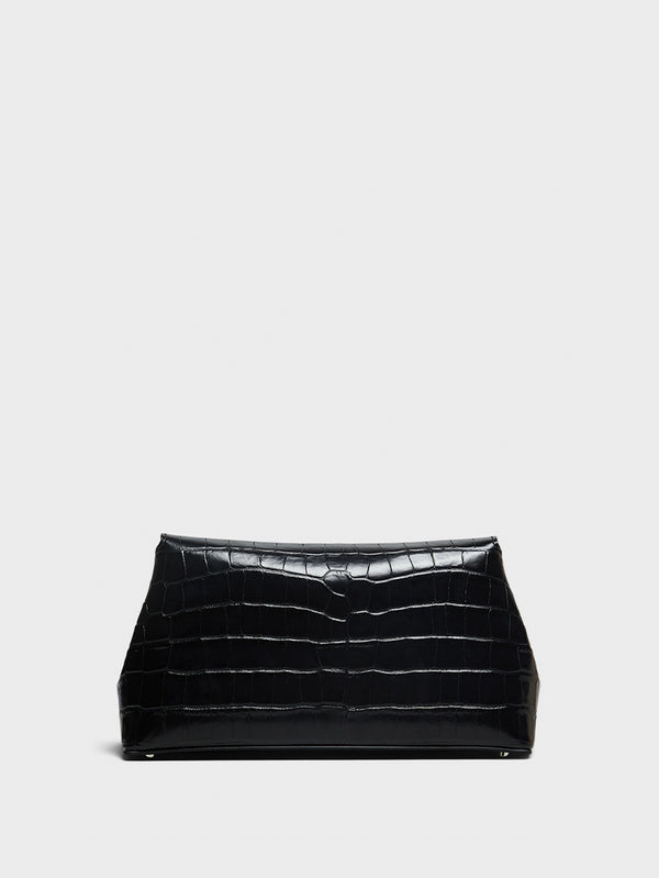 Stoy T-Lock Clutch In Black Croco