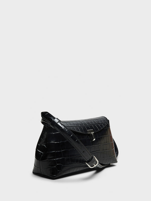 stoy T-Lock Clutch in Black Croco