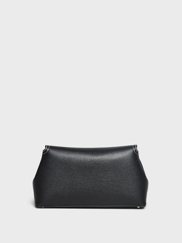 Stoy T-Lock Clutch In Black Grained Leather