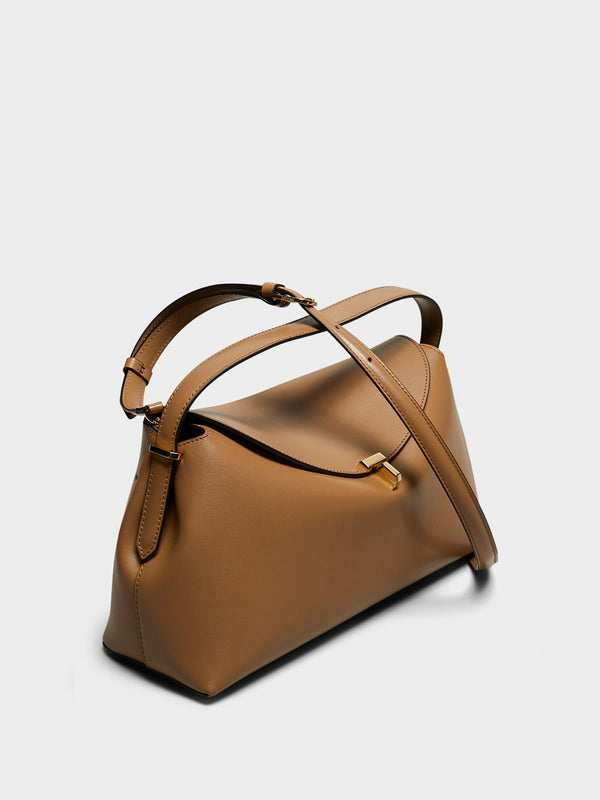 Stoy T-Lock Leather Top Handle Bag In Camel