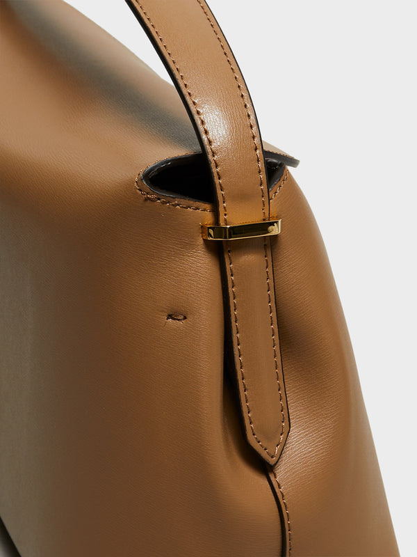 Stoy T-Lock Leather Top Handle Bag In Camel
