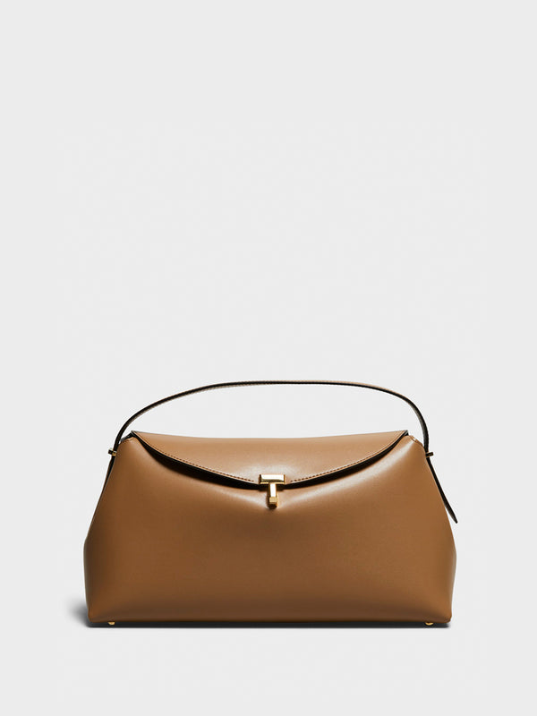 stoy T-Lock Leather Top Handle Bag in Camel
