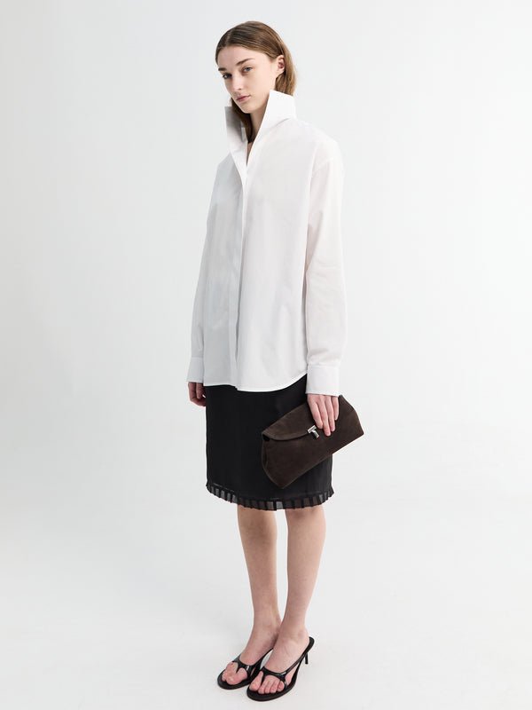 Stoy T-lock Suede Clutch Bag In Brown