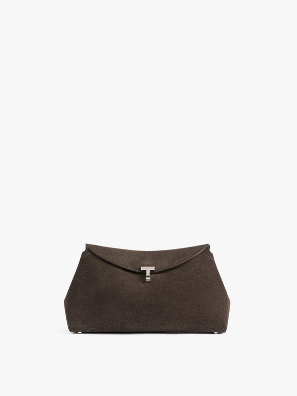 Stoy T-lock Suede Clutch Bag In Brown