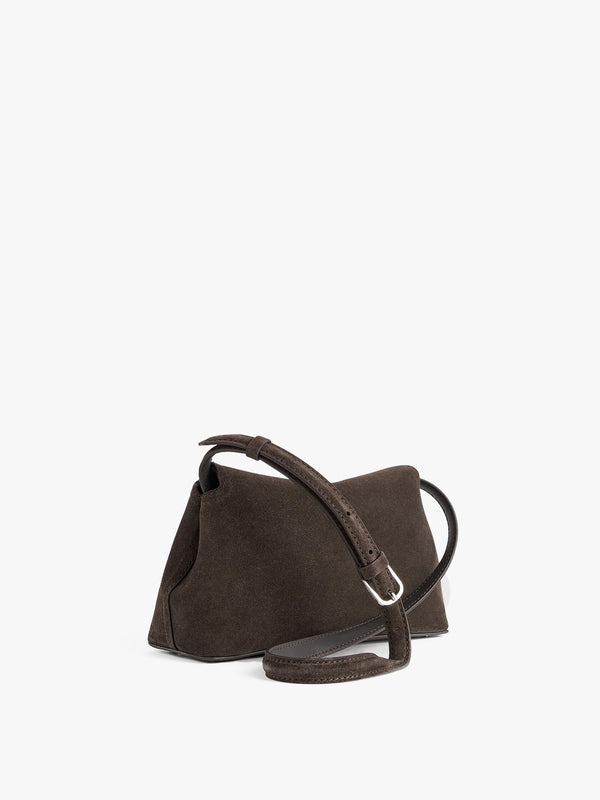 Stoy T-lock Suede Clutch Bag In Brown