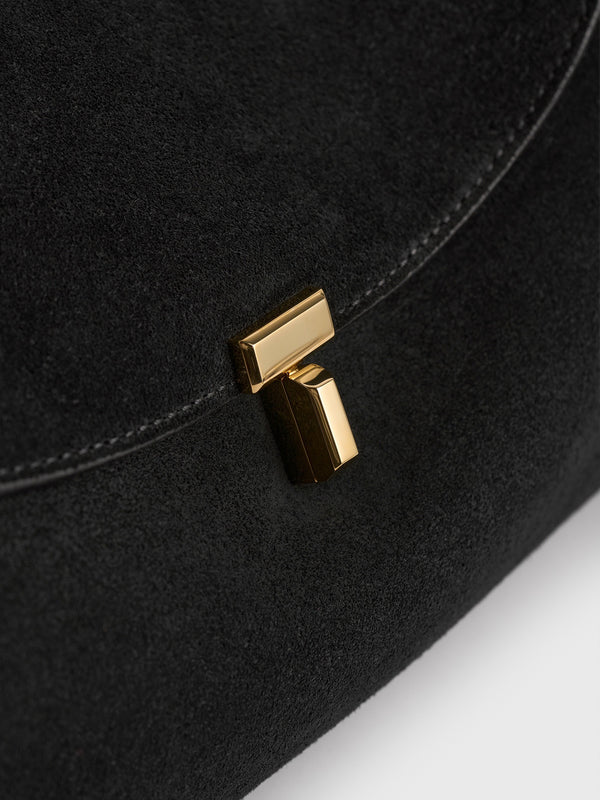 Stoy T-Lock Suede Satchel Bag In Black