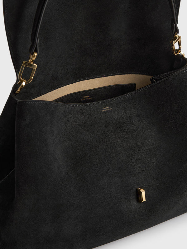 Stoy T-Lock Suede Satchel Bag In Black