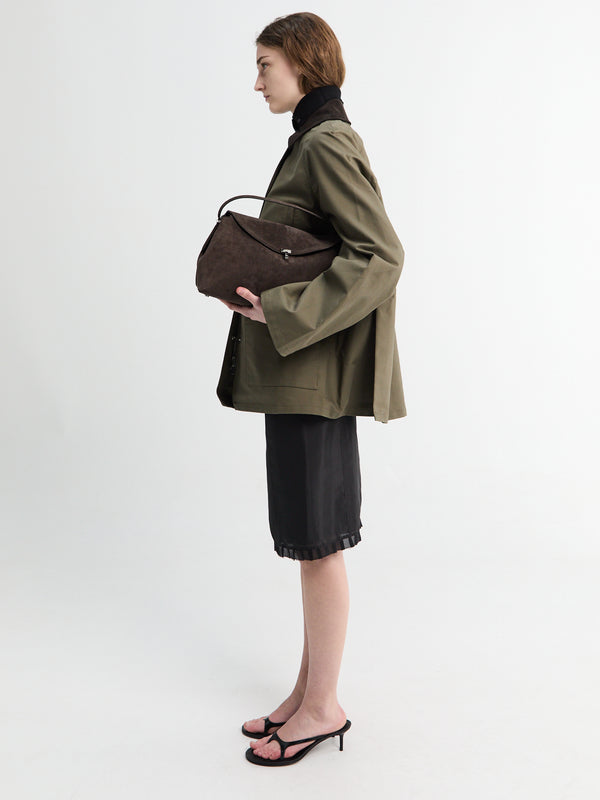 Stoy T-lock Suede Top Handle Bag In Brown