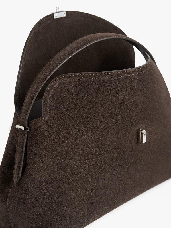 Stoy T-lock Suede Top Handle Bag In Brown
