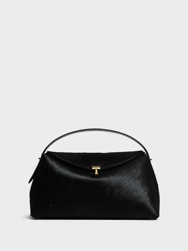 stoy T-Lock Top Handle Bag in Black Pony Hair