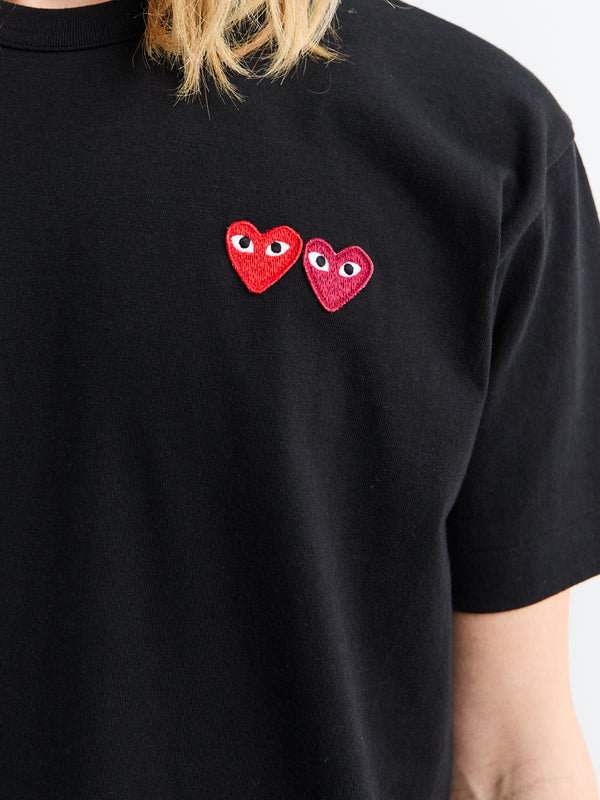 Stoy T-Shirt With Double Burgundy Emblem In Black