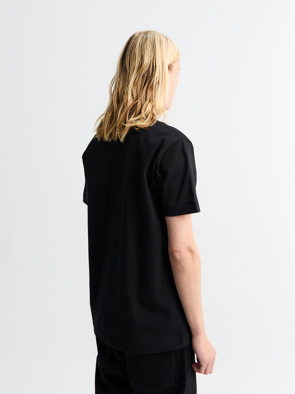 Stoy T-Shirt With Double Burgundy Emblem In Black