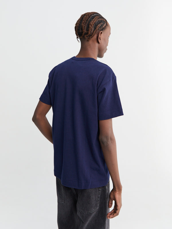 Stoy T-Shirt With Double Burgundy Emblem In Navy