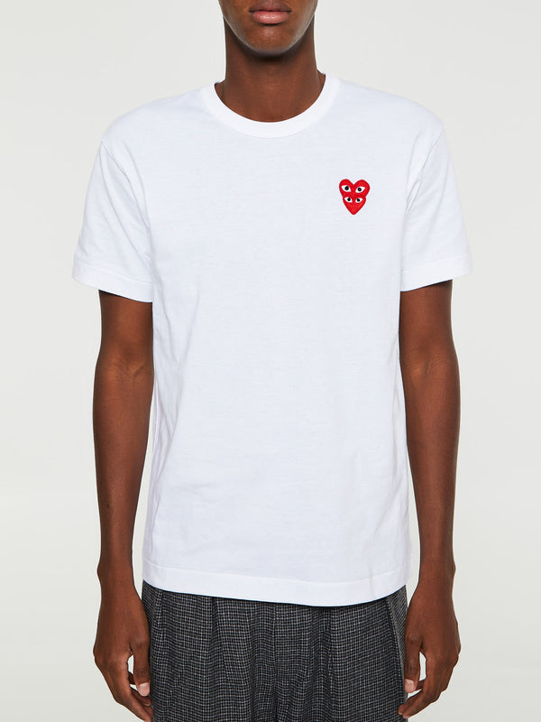 stoy T-Shirt with Double Red Emblem in White