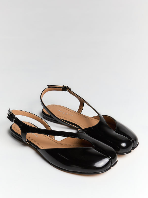 Stoy Tabi Flat Slingback In Black
