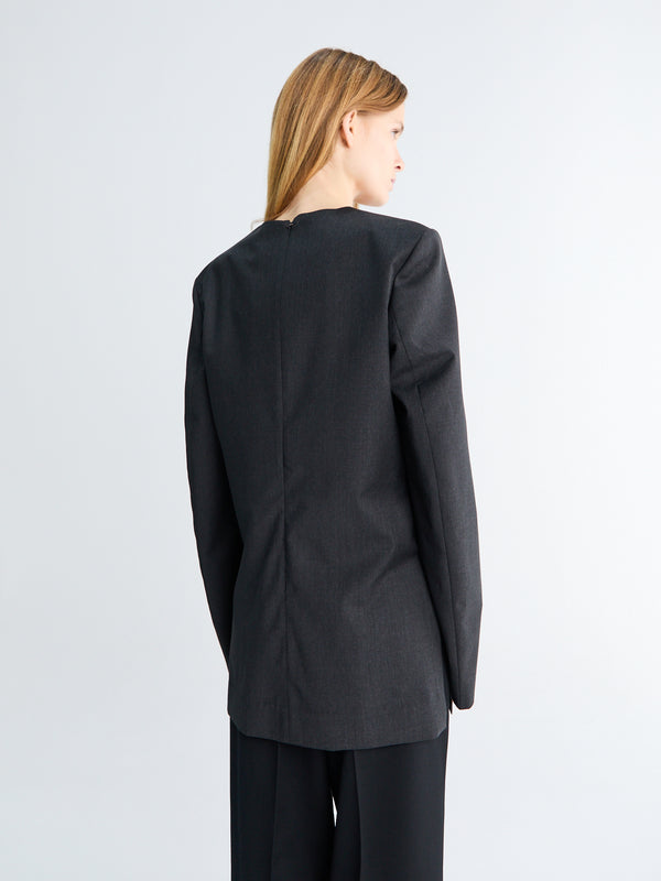 Stoy Tailored Dinner Blouse In Charcoal Melange