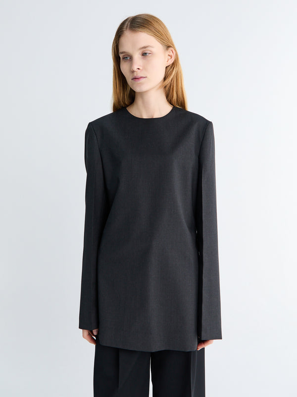 stoy Tailored Dinner Blouse in Charcoal Melange