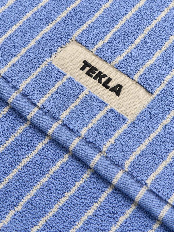 Stoy Terry Bath Mat In Clear Blue Stripes