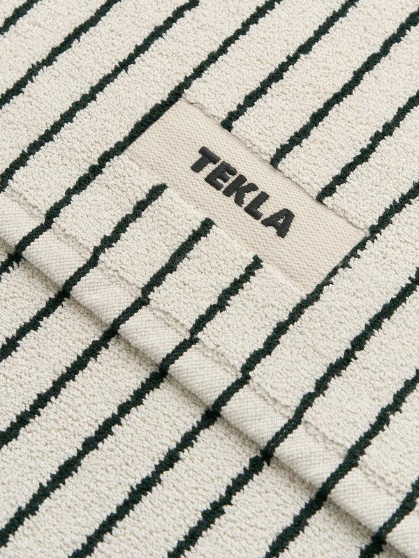 Stoy Terry Bath Mat In Racing Green Stripes