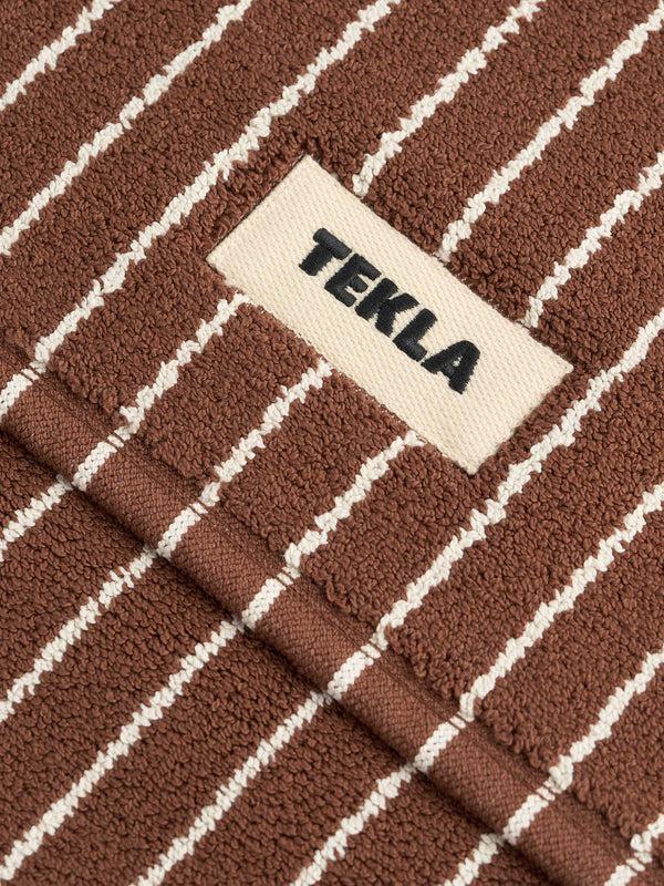 Stoy Terry Bath Mat In Rust Stripes
