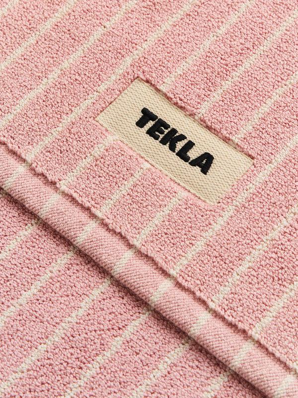 Stoy Terry Bath Mat In Shaded Pink Stripes