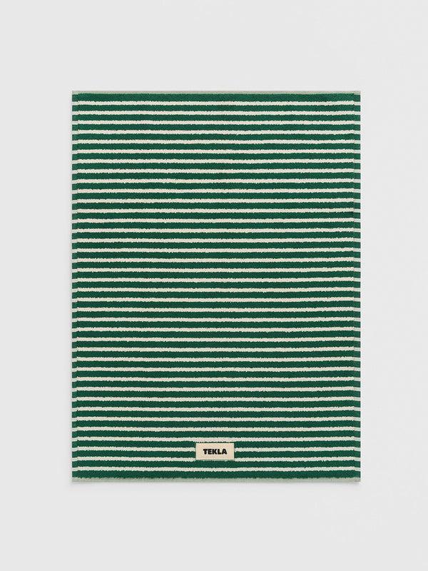 stoy Terry Bath Mat in Teal Green Stripes