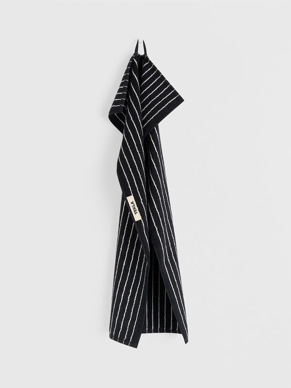 Stoy Terry Towel In Black Stripes