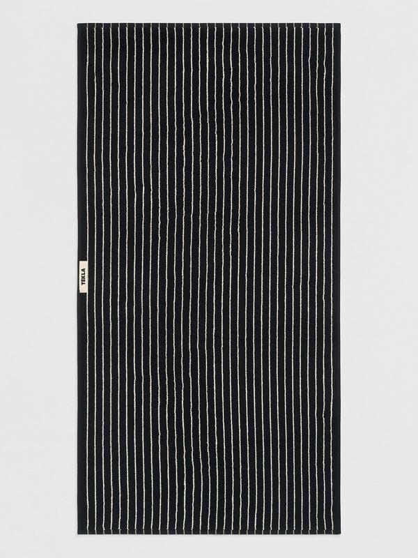 Stoy Terry Towel In Black Stripes