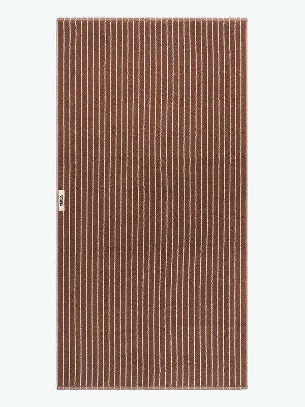 Stoy Terry Towel In Rust Stripes