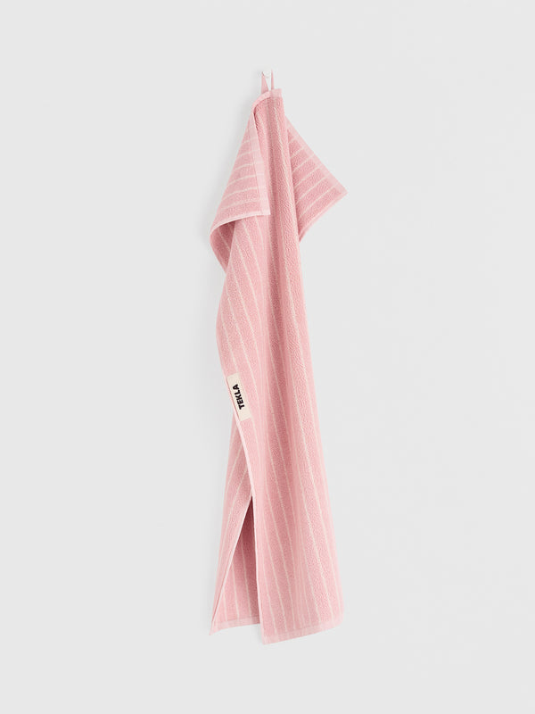 Stoy Terry Towel In Shaded Pink Stripes