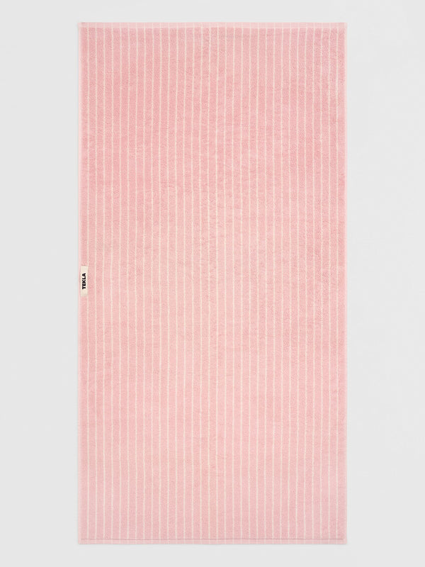Stoy Terry Towel In Shaded Pink Stripes