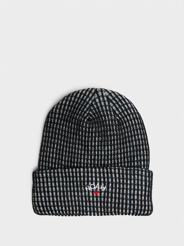stoy Tri-Color Beanie in Black and Heather Grey